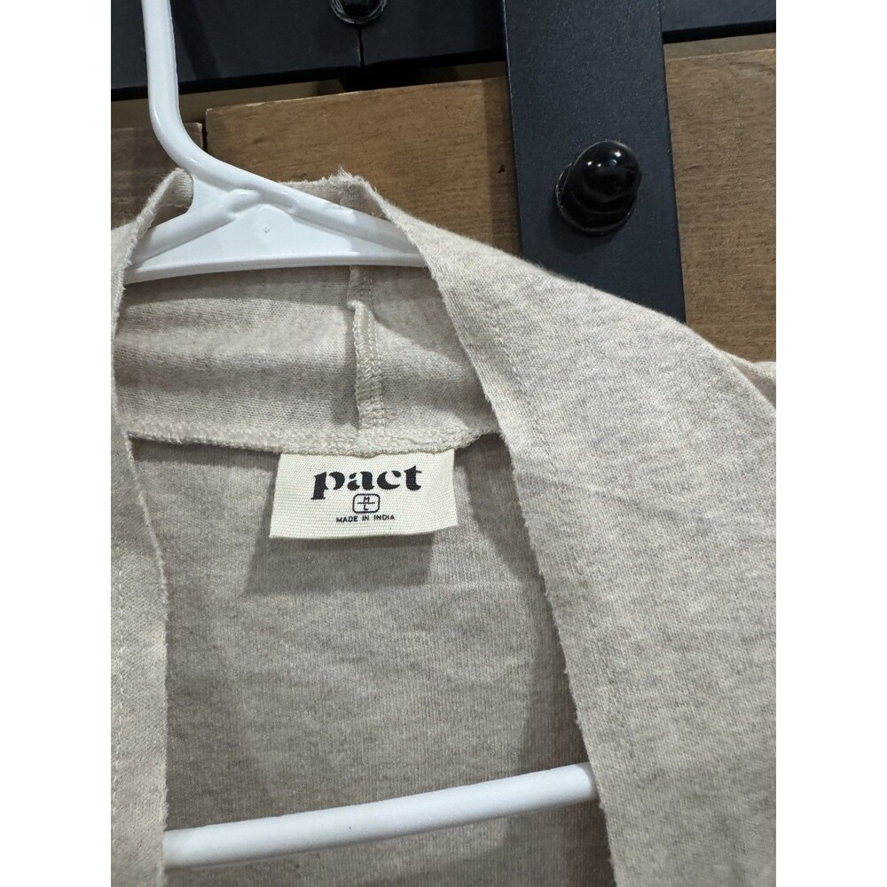Pact Airplane Wrap Organic 100% Cotton Cardigan Cream Open Front Pockets Sz M/L - Picture 4 of 8